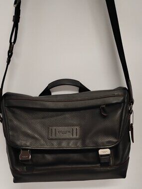 Coach Ranger Messenger F79902 Black Leather Laptop Bag